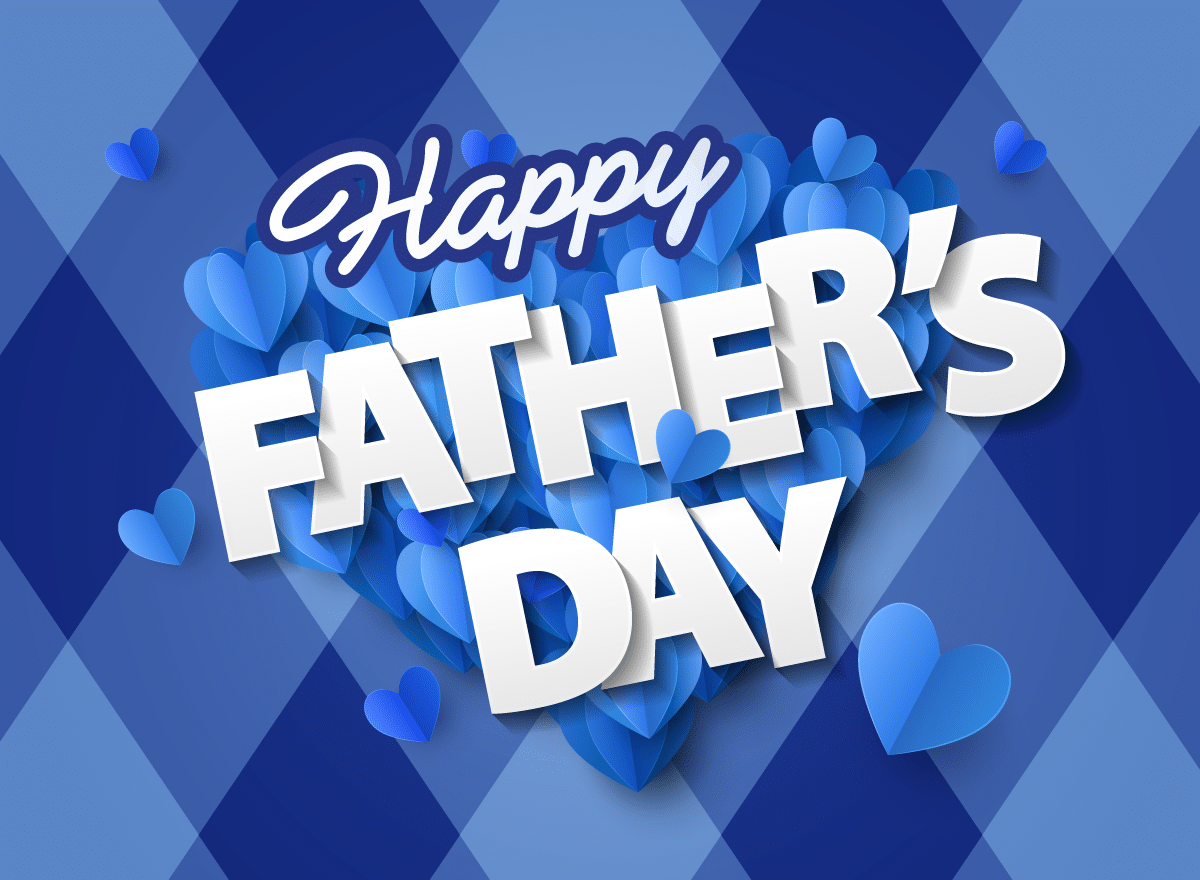 540×360-happyFather1 "Happy Father's Day" text in bold white letters over a heart-shaped cluster of blue hearts, set against a blue diamond-patterned background.